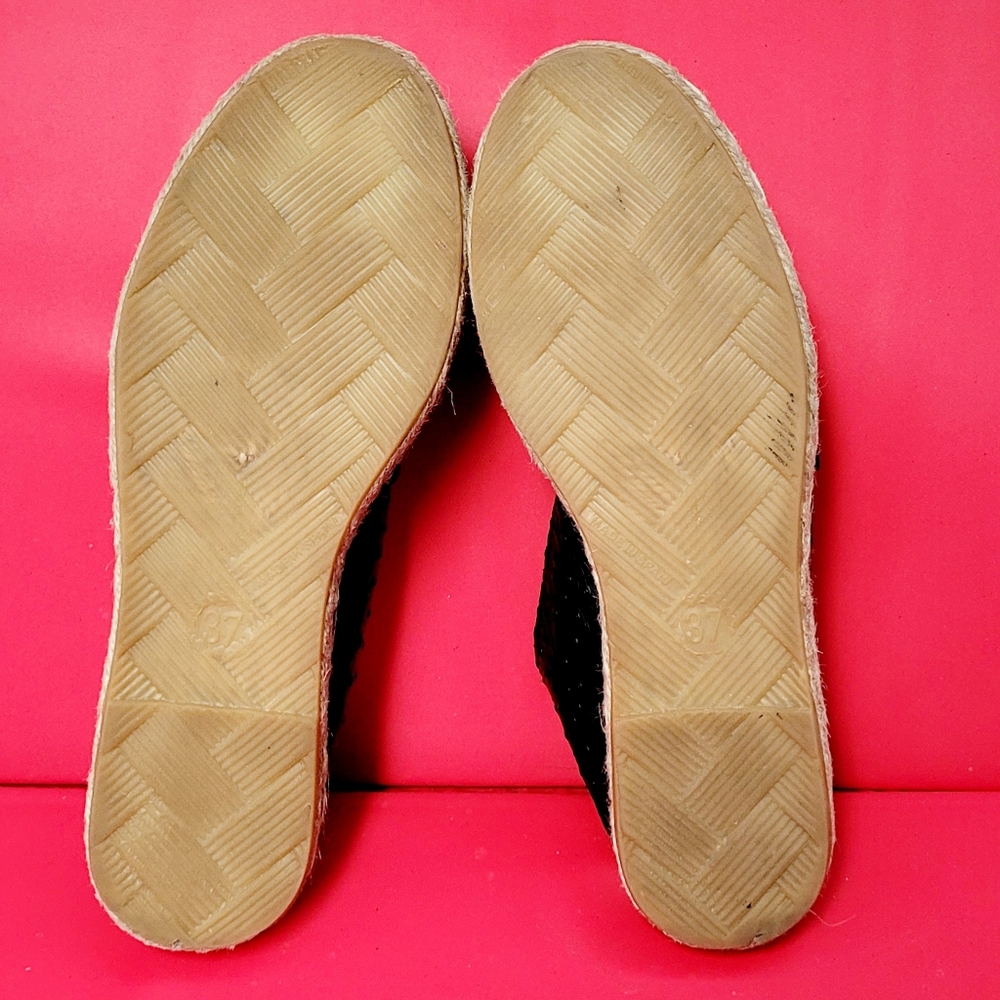 Fabiolas Luxury Black Ostrich Leather Womens Espadrilles Flats size 37 / US 6.5 - Picture 3 of 9